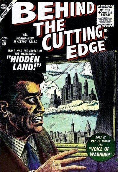 A vintage comic-book cover adapted with the Behind the Cutting Edge title.