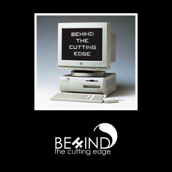 Behind the Cutting Edge on a vintage computer screen, above an alternate show logo.