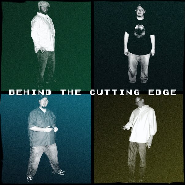 Four portraits arranged around the Behind the Cutting Edge title.