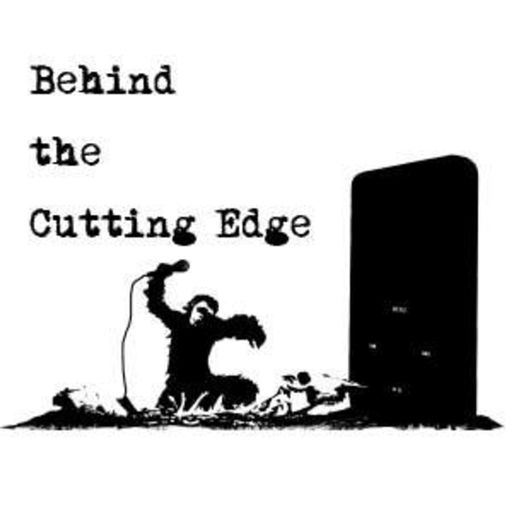 The show name and a silhouette facing a towering music player.