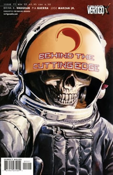 A comic-book-style astronaut cover bearing the Behind the Cutting Edge name.